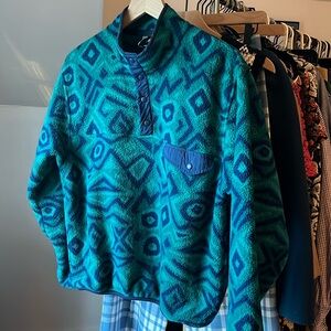 1990s Vintage Eastern Mountain Sports Fleece Pullover Geometric Print